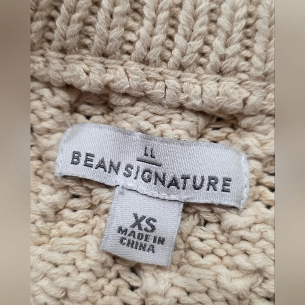 LL BEAN SIGNATURE FISHERMEN Cream Cable Knit Sweater Coastal Nautical Wool